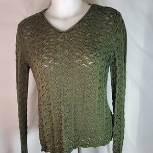 Charter Club Olive Green Boho knit sweater